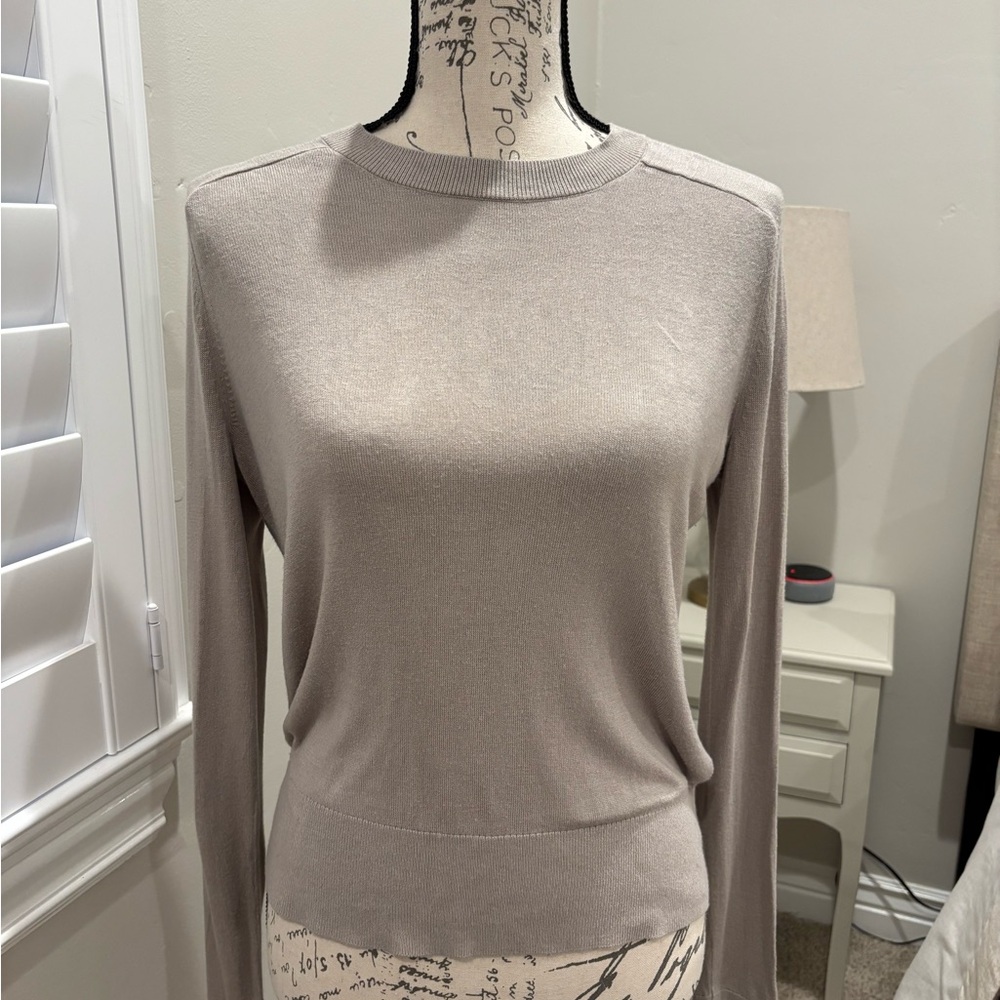 Banana Republic Light Taupe Ribbed Crewneck Sweater